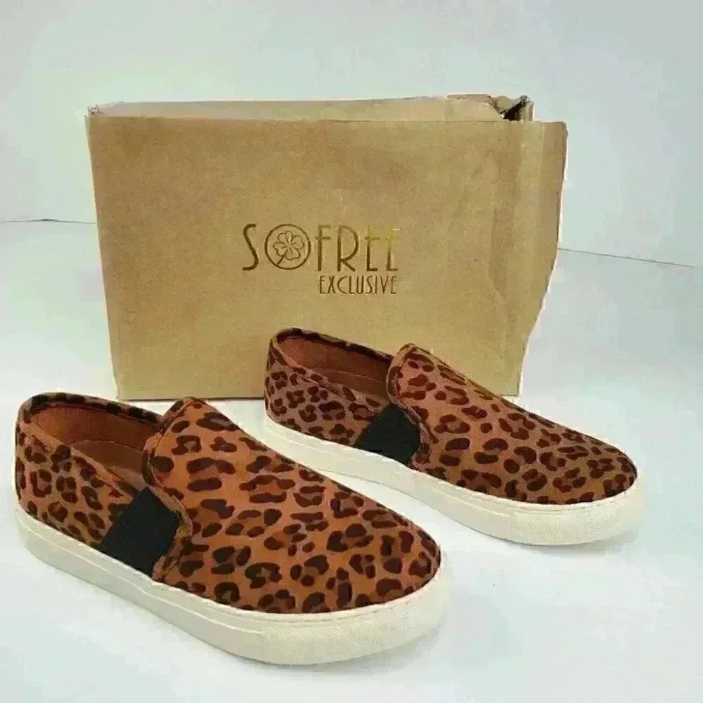 Sofree Exclusive Women's Fashion Leopard Platform Sneakers Slip On Shoes Size 6